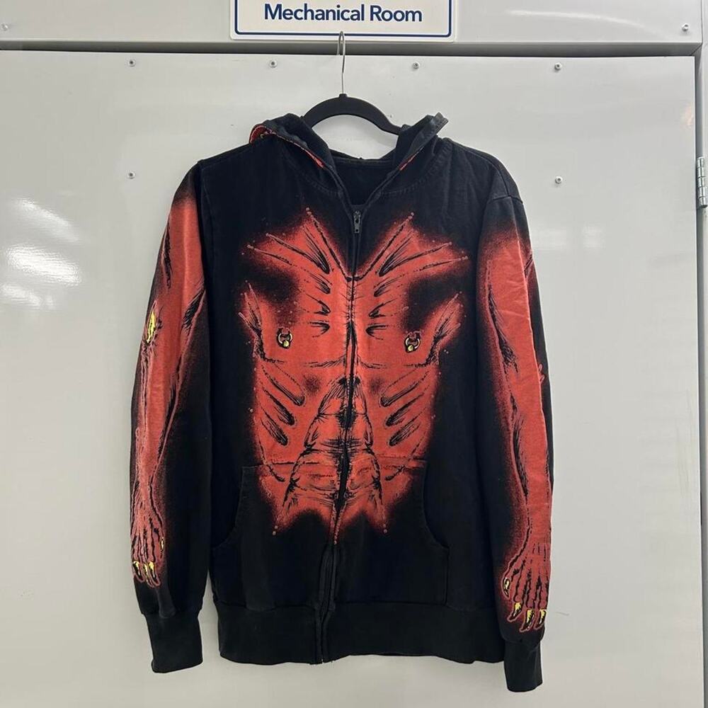 Y2K Black Monster Full Zip Up Hoodie